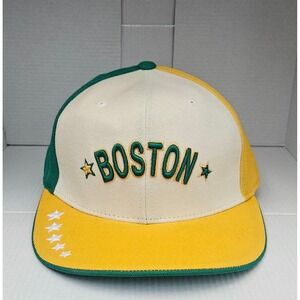 Ahnor Boston 100% Wool Cap Mens White Green Yellow 7 5/8 Sports Hat